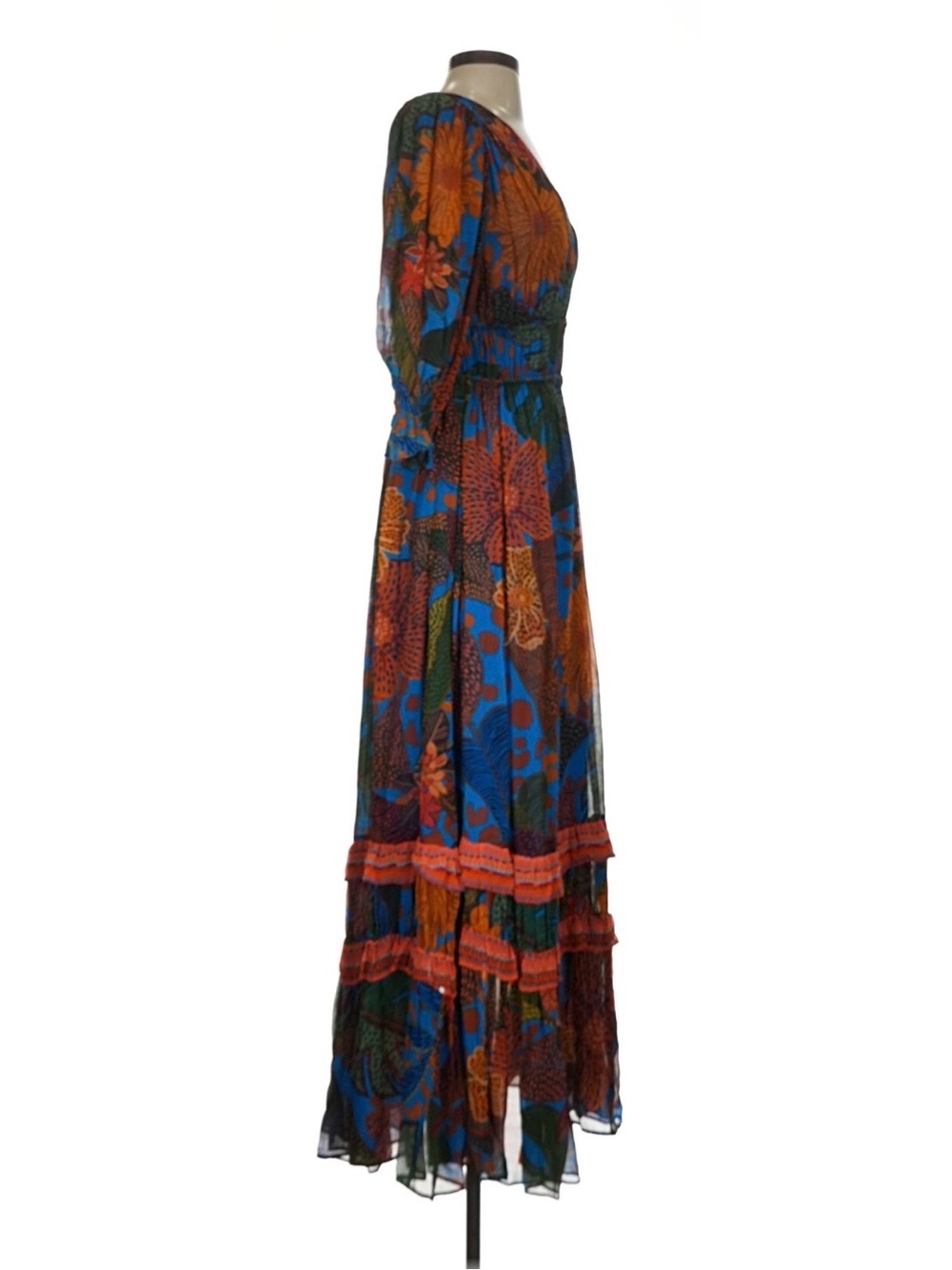 FARM Rio Multicolor Floral Maxi Dress with Blue and Orange - Picture 9 of 13